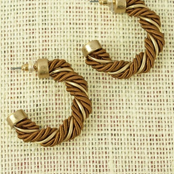 One Blessed Nana Jewelry - ❤️NWT BOUTIQUE BROWN TENLEY TWISTED CORD HOOP EARRINGS PERFECT for FALL!!